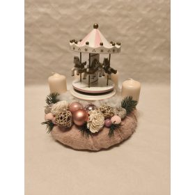   Plüss anyagú adventi koszorú 25cm körhintás utolsó darab Akció!