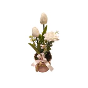 Tavaszi asztaldísz rózsaszín-fehér