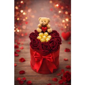 Rózsabox – Royal Teddy Love örök rózsás box
