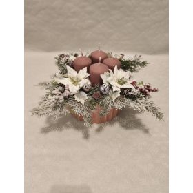 Adventi tál rózsaszín virágos