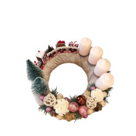 Plüss anyagú adventi koszorú 30cm bézs-krém