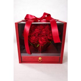 Rózsabox – LuxAmor ékszertartós box bársony rózsával