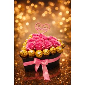 Rózsabox – Love Delux élő rózsás rózsaszín box (S)