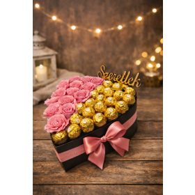 Rózsabox – Royal Love élő rózsás rózsaszín box (L)