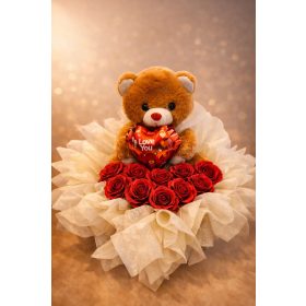 Rózsabox – Szívből szeretlek maci