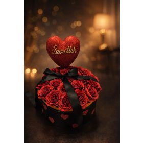 Rózsabox – Vörös szenvedély élő rózsával