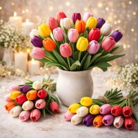 Gumi Tulipán és selyem virágok