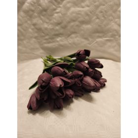 Gumi tulipán csokros 34 cm 10 szálas mély lila