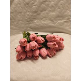 Gumi tulipán csokros 34 cm 10 szálas rózsaszín