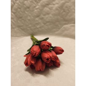 Gumi tulipán csokros 34 cm 10 szálas piros-fekete cirmos