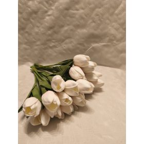 Gumi tulipán csokros 34 cm 10 szálas fehér