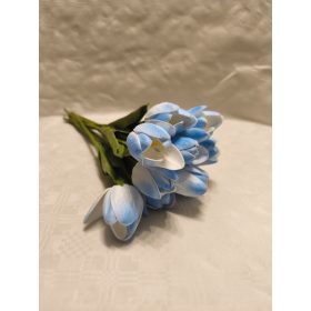 Gumi tulipán csokros 34 cm 10 szálas kék cirmos