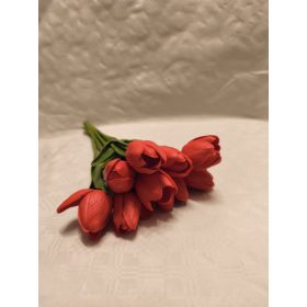 Gumi tulipán csokros 34 cm 10 szálas piros