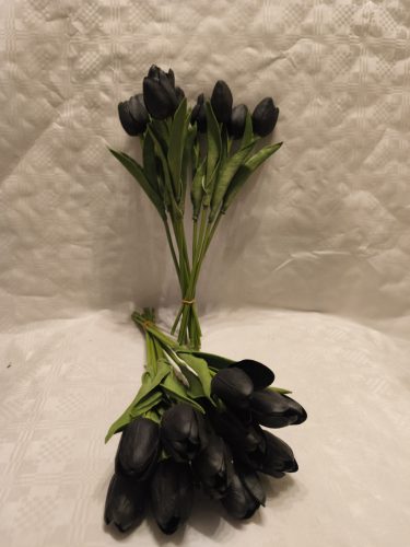 Gumi tulipán csokros 34 cm 10 szálas fekete