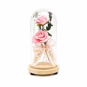 Rózsa Üvegbúrában Ledes 10,5x21cm Rózsaszín