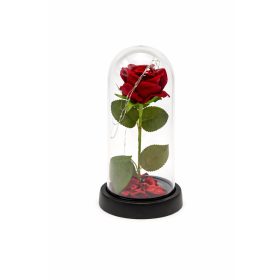 Piros Bársony Rózsa Búrában Ledes 11x21cm