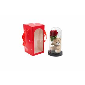 Maci Rózsával üvegbúrában 11x21 cm 